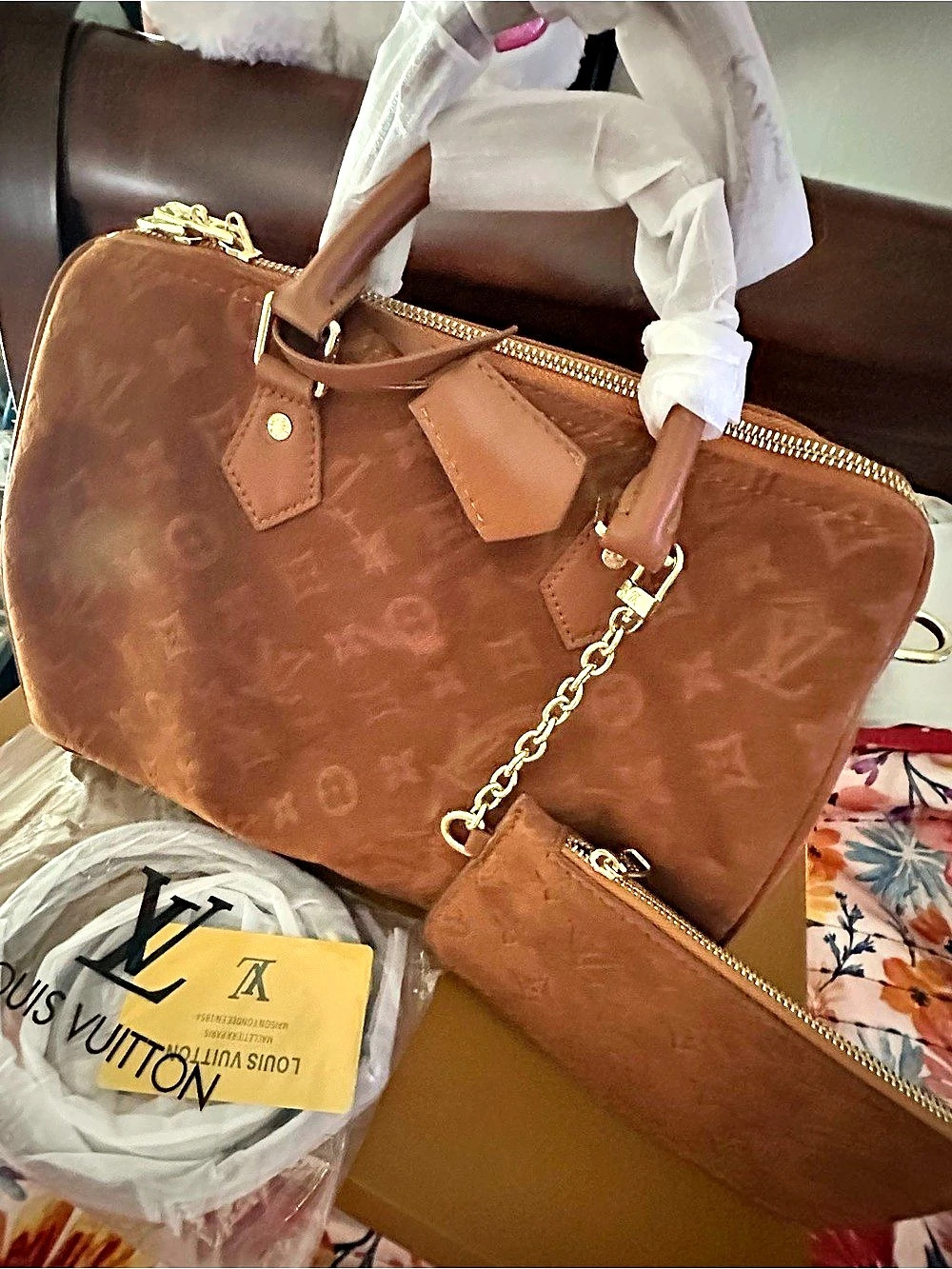 Louis Vuitton Speedy Bandoulière 30 Suede Brown Bag - Picture 5 of 7